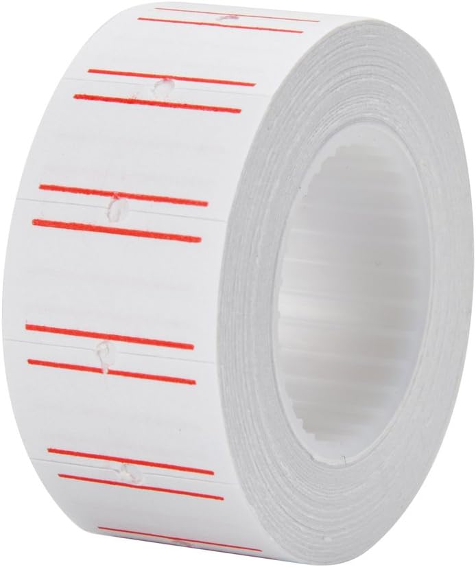 MFLABEL 12 Rolls 7200 White Price Gun Labels for Mx-5500 - with Double Red Line Visibility, Refill Ink Roll & Disposable Gloves for Easy Loading - Image 3